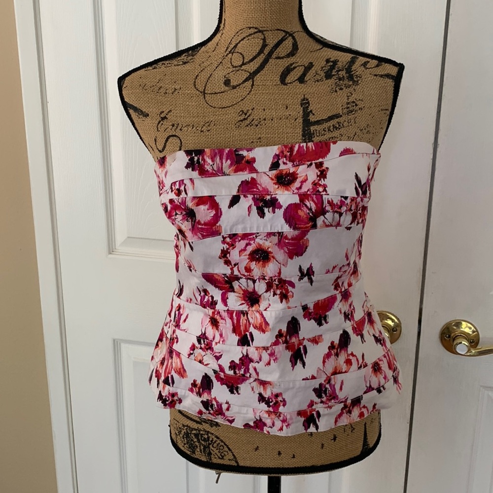 WHBM Floral Strapless Bustier Top Size 12